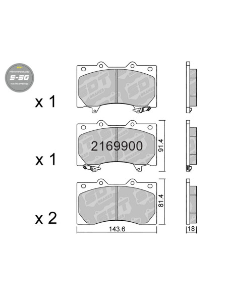 Pastillas De Freno Delanteras High Performance S50 Nissan Patrol (Y62) 4.0 4.8 5.6 5.6 Nismo