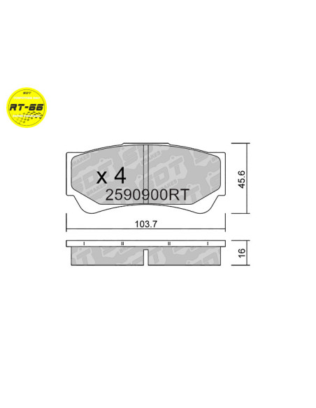 FRONT/REAR RACING BRAKEPADS RT66 DALLARA FORMULA F3 F4 F308 F312 F317 07.A262.20 B10 FAMILY XA6.S0.01/04