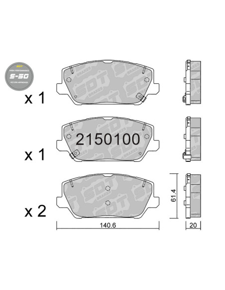 FRONT HIGH PERFORMANCE BRAKEPADS S50 HYUNDAI I30N PERFORMANCE KONA N 2.0 T-GDI