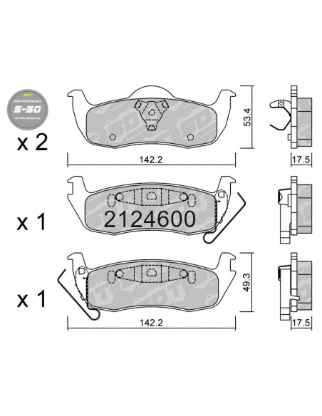 REAR HIGH PERFORMANCE BRAKEPADS S50 JEEP COMMANDER XK GRAND CHEROKEE WH