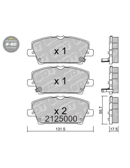 FRONT HIGH PERFORMANCE BRAKEPADS S50 HONDA CIVIC VIII FN FK