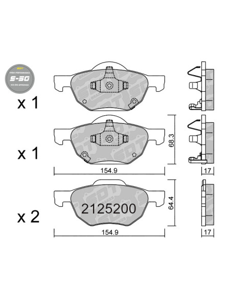 FRONT HIGH PERFORMANCE BRAKEPADS S50 HONDA ACCORD CL TOURER CM