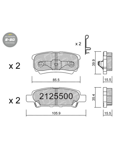 REAR HIGH PERFORMANCE BRAKEPADS S50 CHRYSLER DODGE AVENGER CALIBER JEEP COMPASS PATRIOT MITSUBISHI LANCER