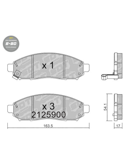 FRONT HIGH PERFORMANCE BRAKEPADS S50 NISSAN LEAF NAVARA D40 PATHFINDER R51