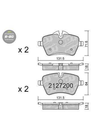 FRONT HIGH PERFORMANCE BRAKEPADS S50 MINI COUNTRYMAN R60 ONE R50 R52 R53 CLUBMAN R55 PACEMAN R61