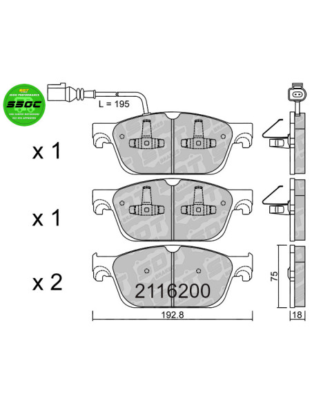 FRONT HIGH PERFORMANCE BRAKEPADS S50C VOLKSWAGEN MULTIVAN T5 TRANSPORTER T5 T6