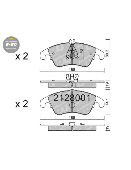 Pastillas De Freno Delanteras High Performance S50 Mercedes C 204 Cls 218 E 212 Slc 172 Slk R172