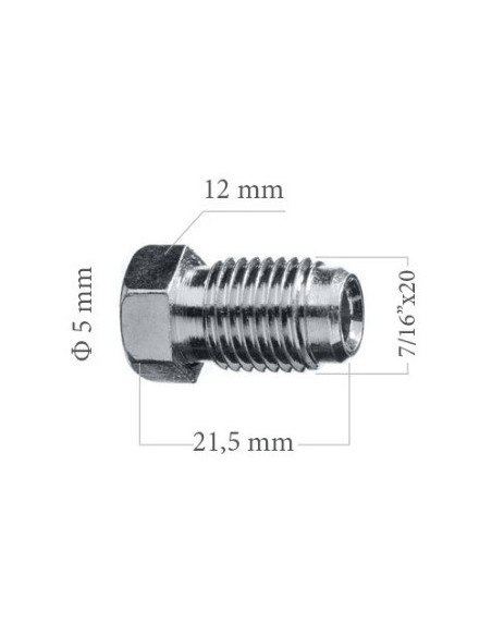 Racor Macho 7/16" 20Unf Para Tubo De Freno 4.75Mm