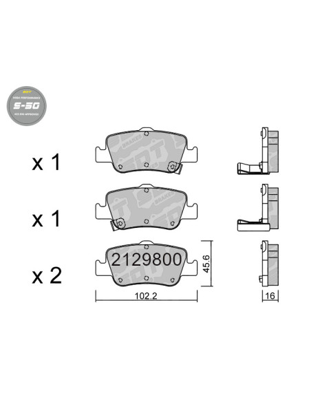 REAR HIGH PERFORMANCE BRAKEPADS S50 TOYOTA AURIS COROLLA