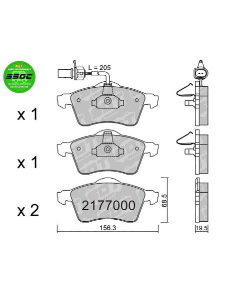 Pastillas De Freno Delanteras High Performance S50C Ernst Auwarter Microstar Vw Multivan T4 Transporter T4