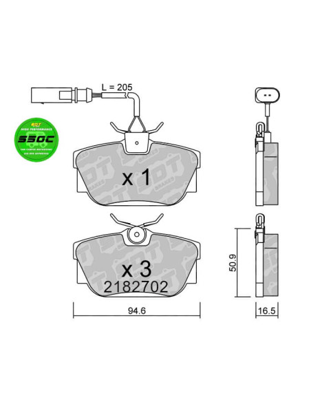 REAR HIGH PERFORMANCE BRAKEPADS S50C VW MULTIVAN T4 TRANSPORTER T4