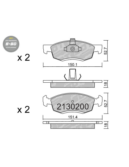 FRONT HIGH PERFORMANCE BRAKEPADS S50 DACIA LOGAN