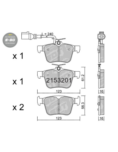 Pastillas De Freno Traseras High Performance S50 Audi A3 8V Rs3 Tt Fv9