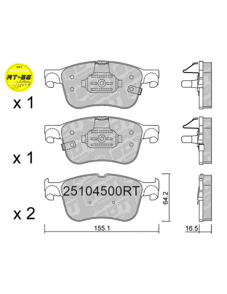Pastillas Delanteras Racing Rt66 Ford Focus Mk4 Kuga Mk3 Puma Mk2 St