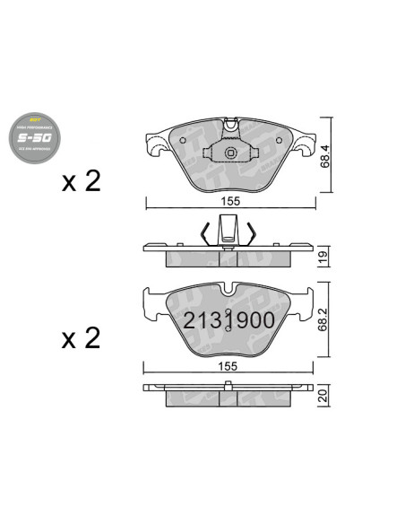 Pastillas De Freno Delanteras High Performance S50 Bmw Serie 5 F10 F11 Serie 7 F01 F02 F03