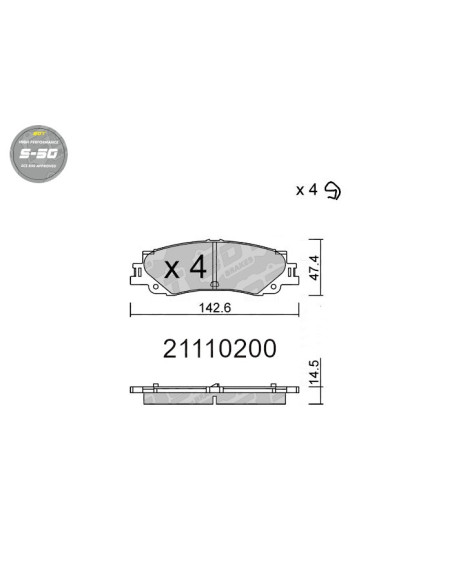 REAR HIGH PERFORSMANCE PADS S50 LEXUS 600 AWD TOYOTA LAND CRUISER 300 TUNDRA KA7