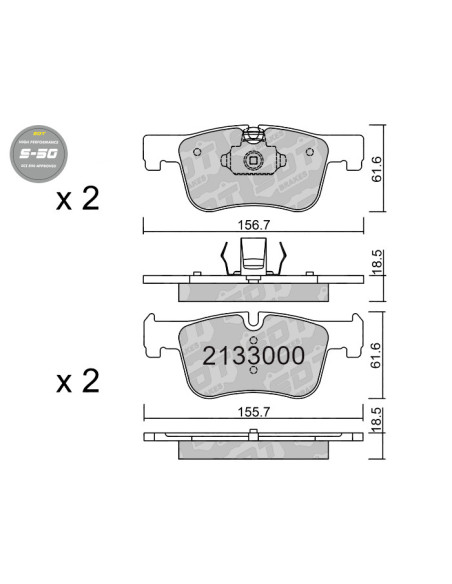 FRONT HIGH PERFORMANCE BRAKEPADS S50 BMW SERIE 1 F20 F21 SERIE 2 F22 F23 SERIE 3 F30 F80 SERIE 4 F32 F82