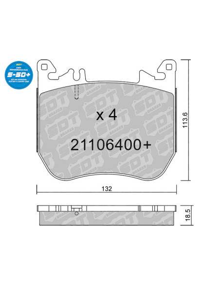 FRONT HIGH PERFORMANCE PLUS PADS S50+ MERCEDES BENZ CLASE S V223 W223 Z223 SPORTPAKET AMG VERSION