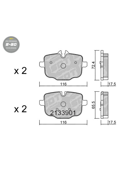 REAR HIGH PERFORMANCE BRAKEPADS S50 BMW SERIE 5 F10 6 F06 G32 7 G11 8 G14 X3 G01 X4 02 X7 G07