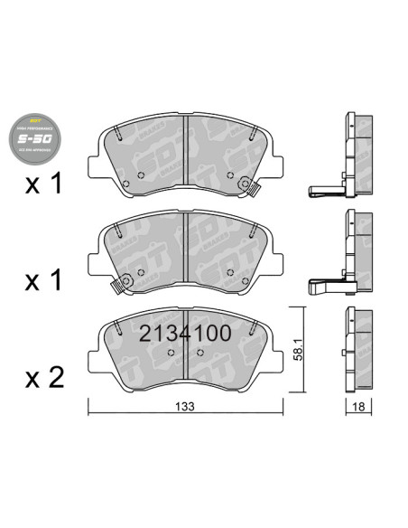 FRONT HIGH PERFORMANCE BRAKEPADS S50 HYUNDAI ACCENT RB  i20 GB IB KIA RIO UB