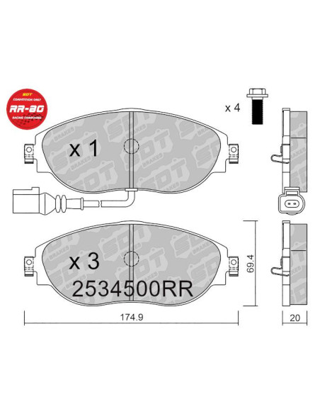 FRONT RACING BRAKEPADS RR80 AUDI A3 S3 8V SEAT LEON CUPRA 5F VW GOLF VII CLUBSPORT