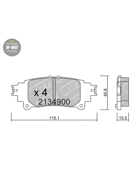 REAR HIGH PERFORMANCE BRAKEPADS S50 LEXUS GS IS TOYOTA PRIUS PLUS ZVW4