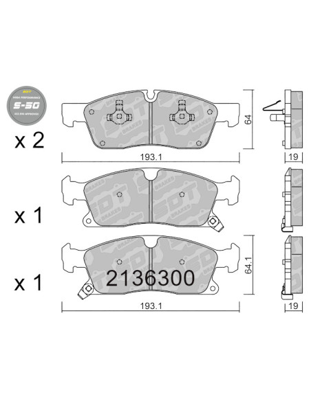 FRONT HIGH PERFORMANCE BRAKEPADS S50 DODGE DURANGO JEEP GRAND CHEROKEE WK
