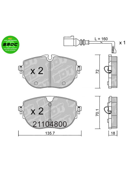 FRONT HIGH PERFORMANCE BRAKEPADS S50 VOLSKWAGEN MULTIVAN T7 (Ø308mm DISC)