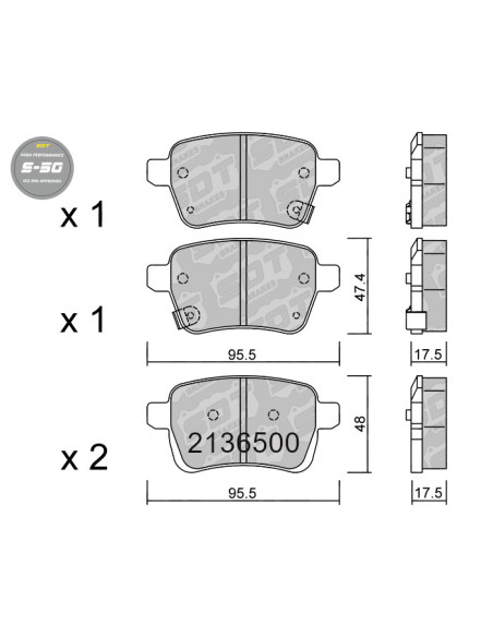 Pastillas De Freno Traseras High Performance S50 Fiat 500L Opel Adam Corsa E