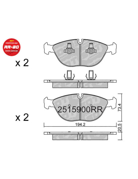 FRONT RACING RR80 PADS AUDI RS4 B5 BMW CHRYSLER CROSSFIRE MERCEDES VW 4 R32