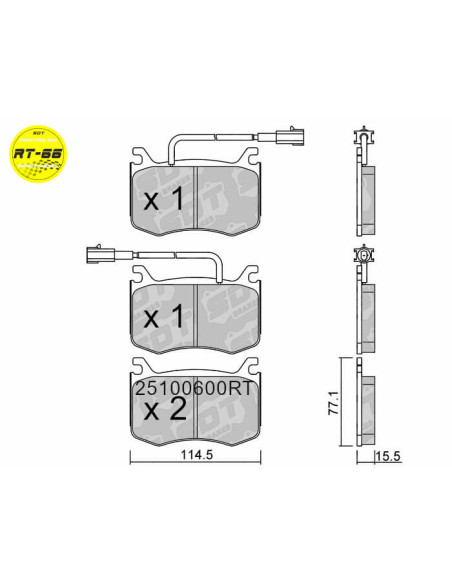 Pastillas Delanteras Racing Rt66 Alfa Romeo Giulia II 952