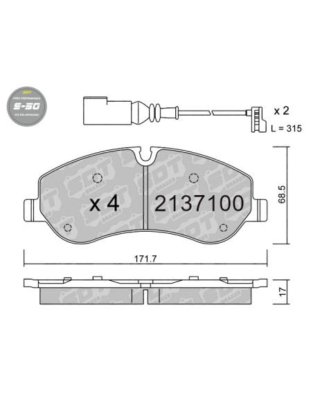 FRONT HIGH PERFORMANCE BRAKEPADS S50 FORD TRANSIT
