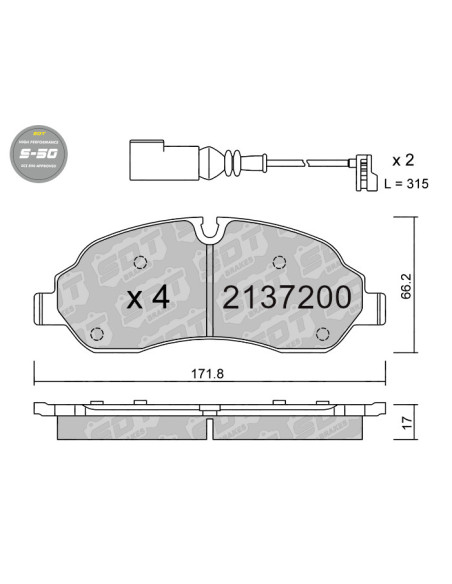 FRONT HIGH PERFORMANCE BRAKEPADS S50 FORD TRANSIT