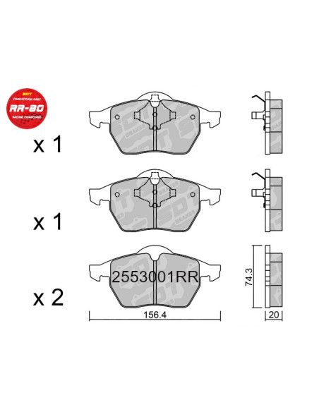 Pastillas de freno delanteras racing RR80 Audi A3 S3 8L TT 8N Seat Leon 1M VW Golf IV GTI