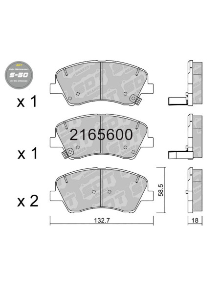 High Performance S50 front brakepads for Hyundai Bayon i20 BC3 BI3 Kia Stonic YB