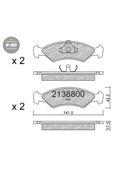 FRONT HIGH PERFORMANCE BRAKEPADS S50 FORD FIESTA MK2