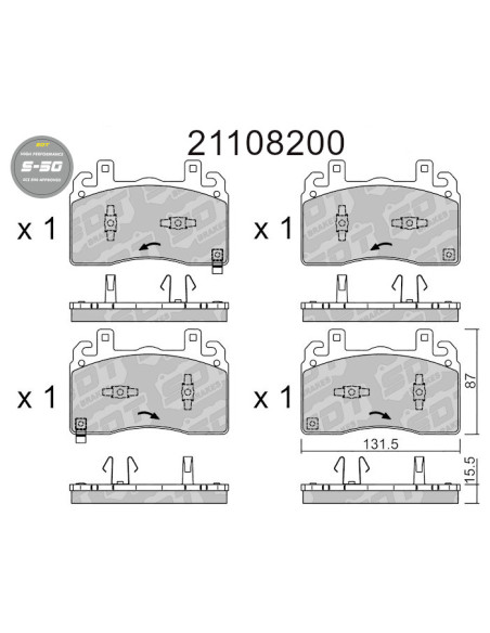 FRONT HIGH PERFORMANCE BRAKEPADS S50 ALFA ROMEO TONALE (330mm)