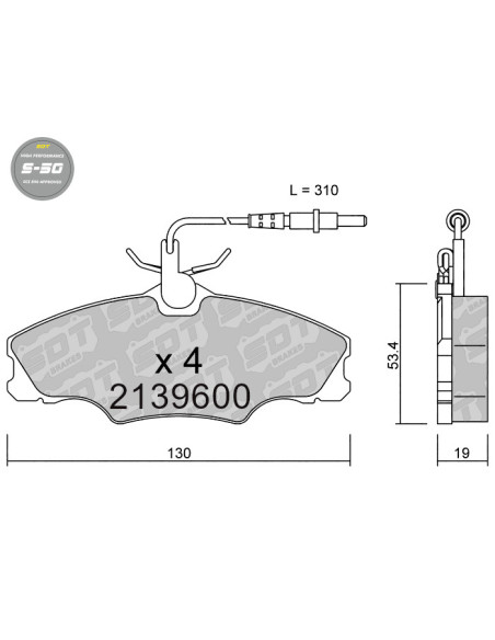 FRONT HIGH PERFORMANCE BRAKEPADS S50 PEUGEOT 406