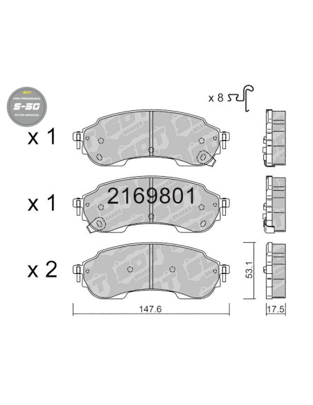 REAR HIGH PERFORMANCE S50 PADS FORD BRONCO RANGER RAPTOR VW AMAROK II