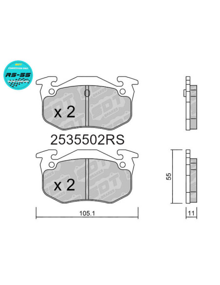 REAR RACING BRAKEPADS RS55 CITROEN SAXO ZX PEUGEOT 106 205 206 306 309 RENAULT R5 GT TURBO R11