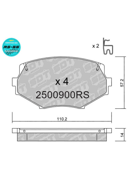 Front Racing RS55 brakepads MAZDA MX5 NB (with Ø256mm brakedisc)