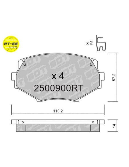 Front racing RT66 brakepads MAZDA MX5 NB (with Ø256mm brakedisc)