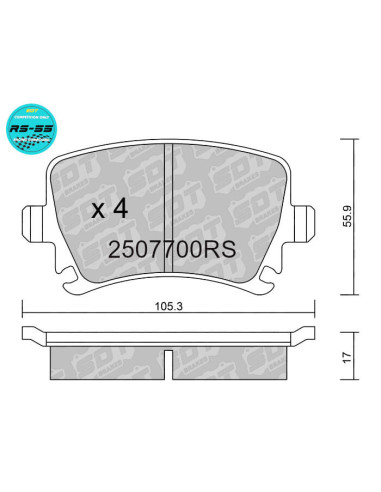 Rear racing RS55 brakepads AUDI A3 8PA4 B7 TT 8J SEAT LEON 1P LEON 5F SKODA OCTAVIA VW GOLF V VI SCIROCCO
