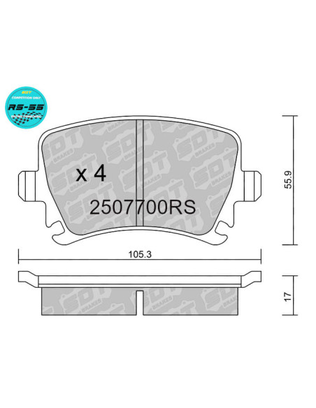 Rear racing RS55 brakepads AUDI A3 8PA4 B7 TT 8J SEAT LEON 1P LEON 5F SKODA OCTAVIA VW GOLF V VI SCIROCCO