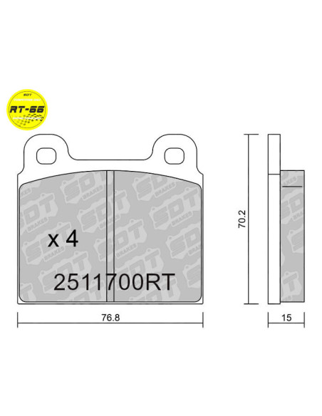 Front racing RT66 brakepads ALFA ROMEO 1750 MONTREAL SPIDER FERRARI 308 OPEL MONZA PORSCHE 356