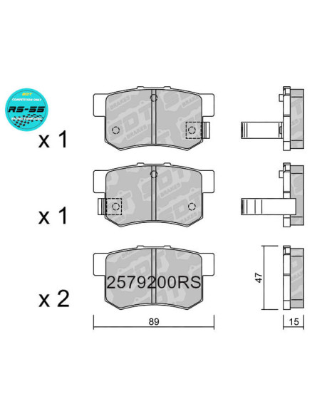 Rear racing RS55 brakepads HONDA Civic EP3 FD2 Integra DC2 DC5 S2000 SUZUKI Swift mk3 Sport