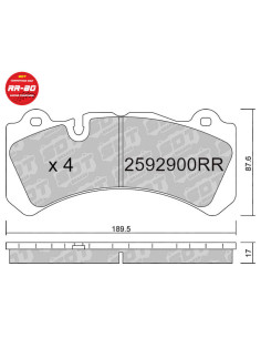 RACING BRAKEPADS RR80 BREMBO GT6 (57mm radial pad depth) (07.9551.13 - 07.B314.59 - B6417)