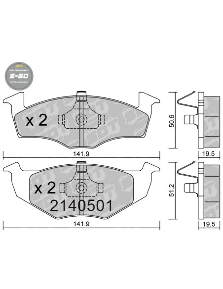 Pastillas De Freno Delanteras High Performance S50 Seat Cordoba Ibiza Mk2 Toledo Vw Golf Mk3 Vento