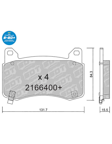 Front High Performance Plus pads S50+ for TESLA MODEL 3 (5YJ3) MODEL Y (5YJY)