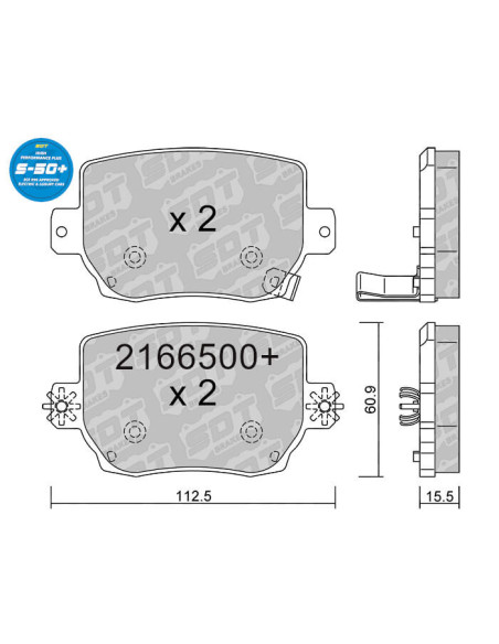 Rear High Performance Plus pads S50+ for TESLA MODEL 3 (5YJ3) MODEL Y (5YJY)